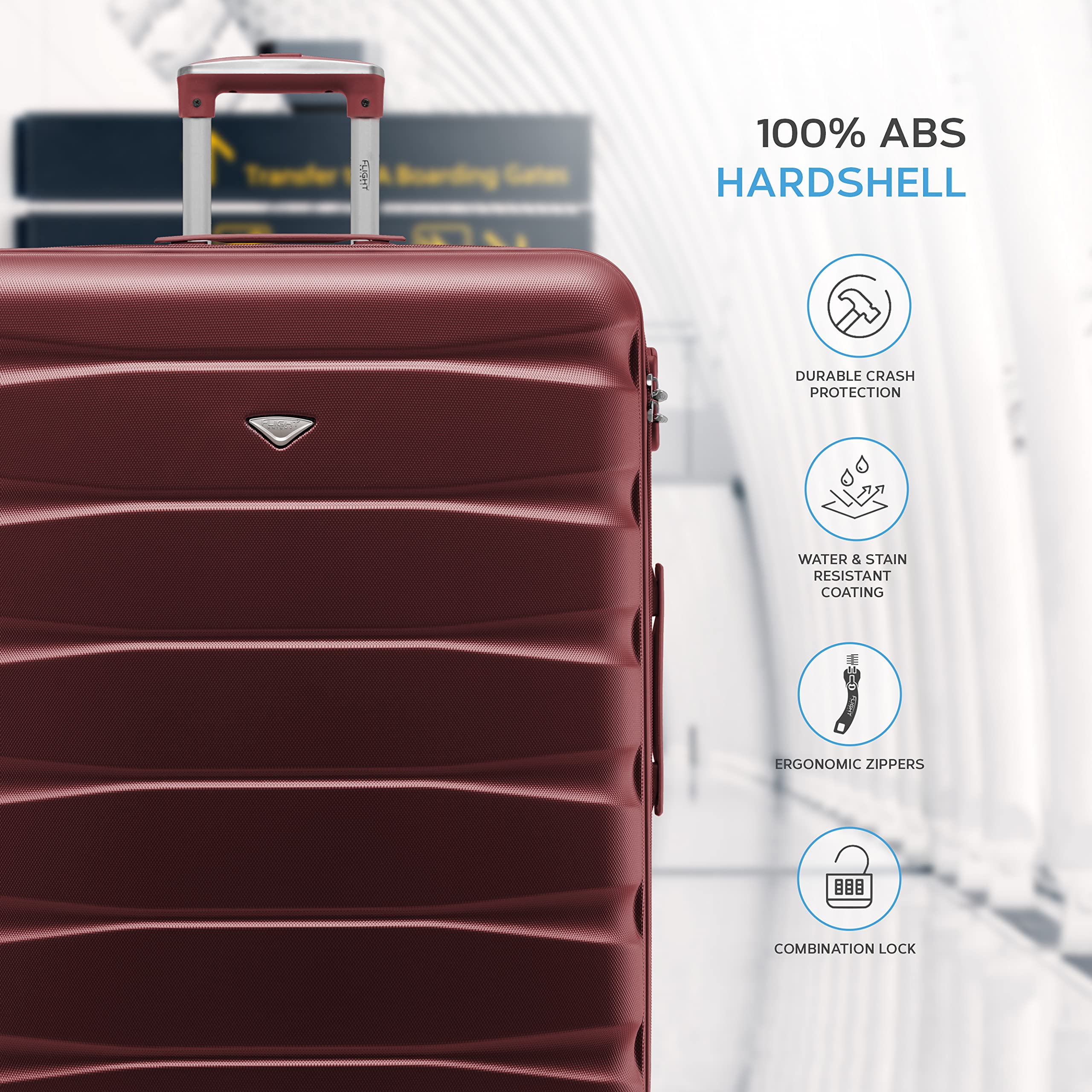 Flight Knight Lightweight 4 Wheel ABS Hard Case Extra Large Suitcase Approved for Over 100 Airlines Including easyJet, British Airways, Ryanair, Jet2, Emirates & Many More - Check-in Large Size 29"