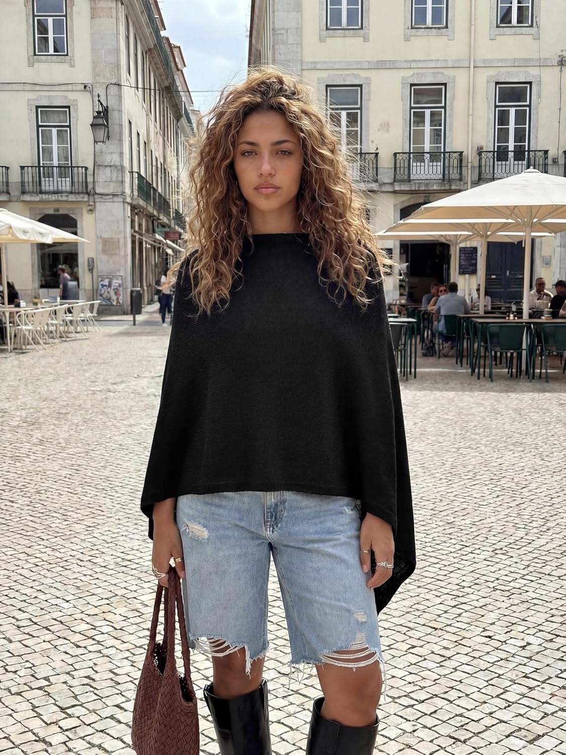 Cashmere Poncho Sweaters for Women Lightweight Soft Pashmina Capelet Versatile Knit Pullover Asymmetrical Tops 2026 - Image 2