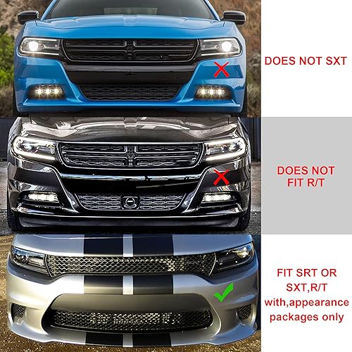Miniatura 15 de ECOTRIC Conjunto de parrilla delantera inferior compatible con Dodge Charger SRT Scat Pack Daytona Mesh Grill Guard 2015-2023 (Lower)