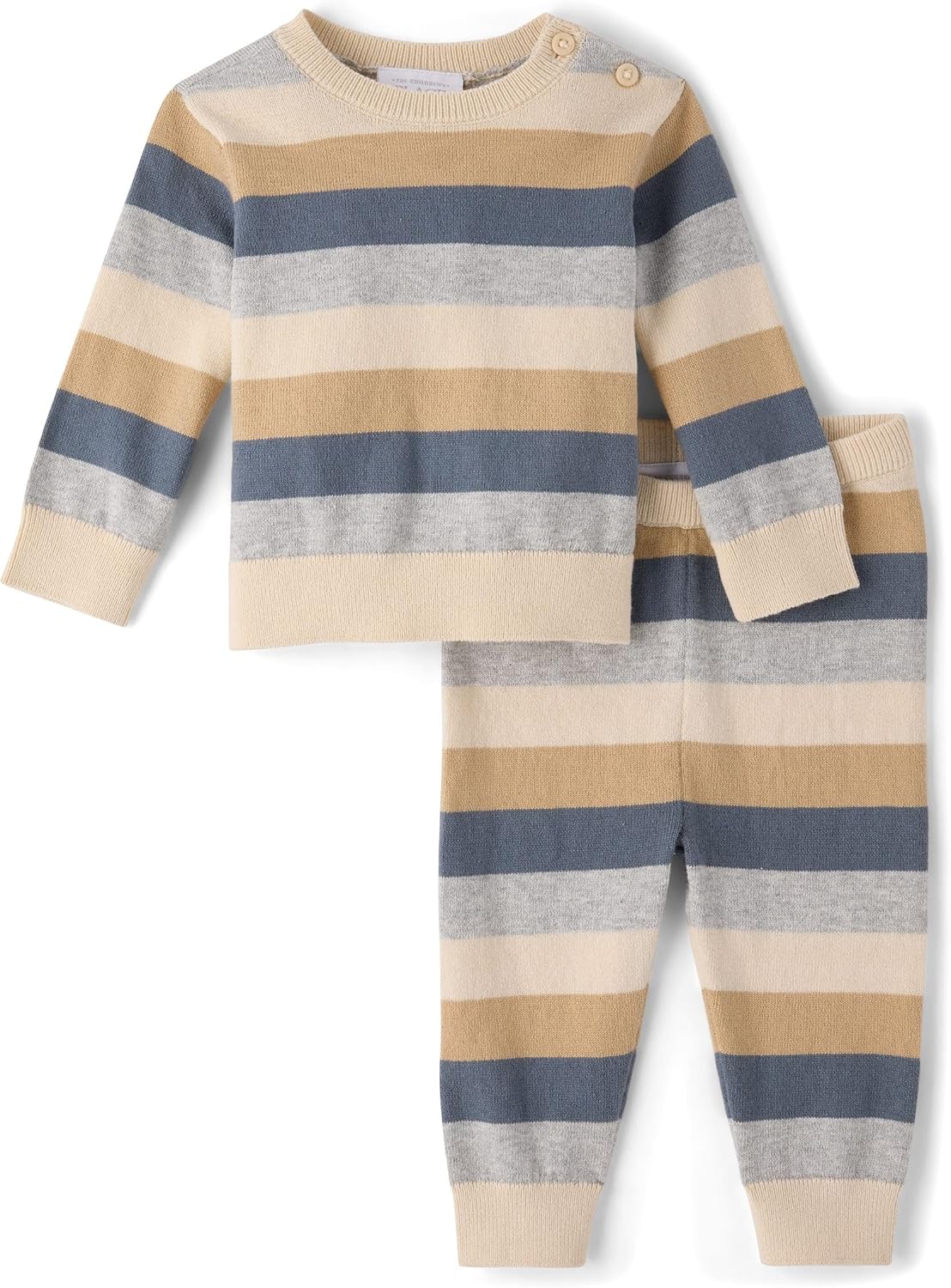 The Children's Place Baby Boys' And Newborn Long Sleeve Sweater and Pants, 2 Piece Playwear Set