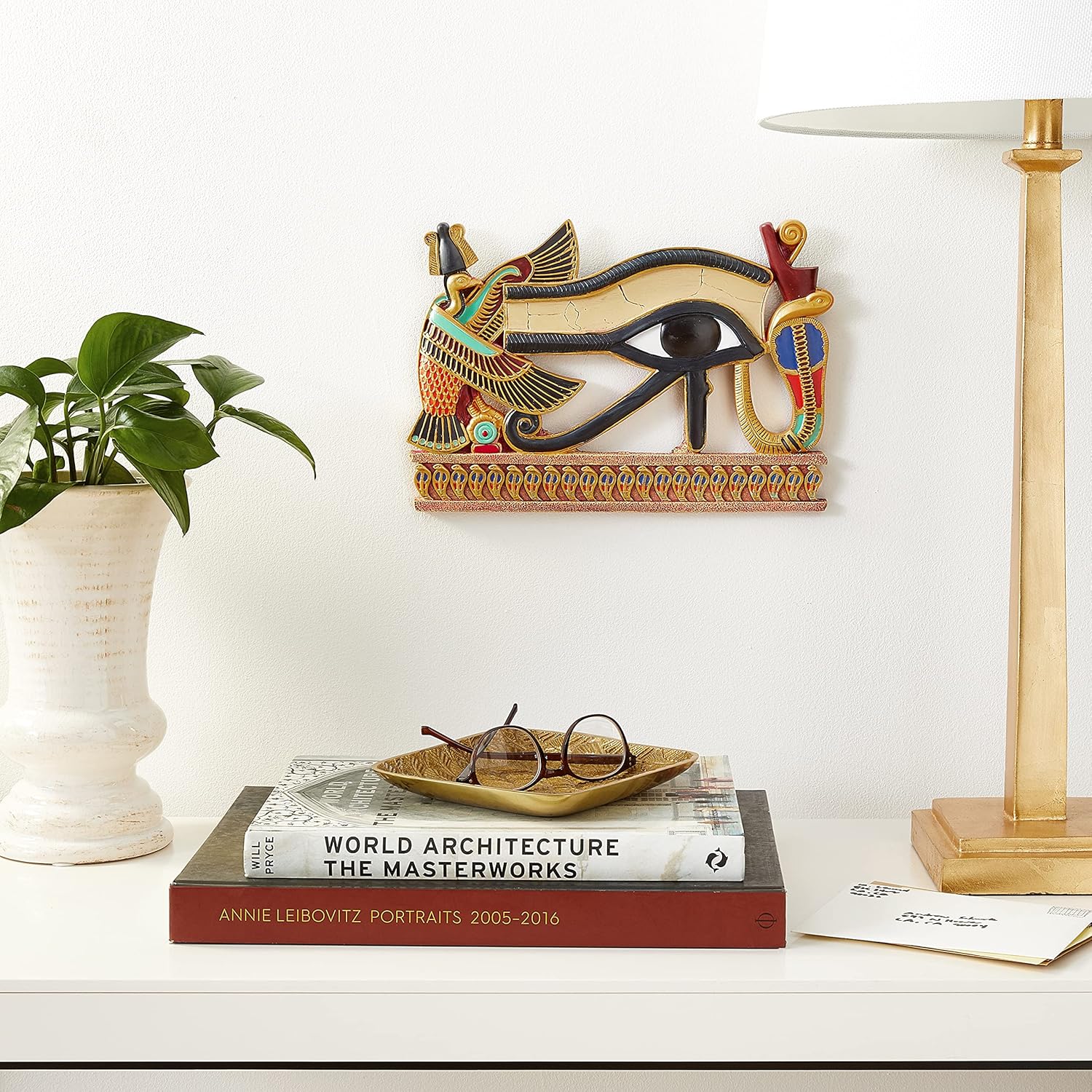 Design Toscano Egypitan Decor Eye of Horus Wall Sculpture Plaque, 12 Inch, Polyresin, Full Color, QL124212