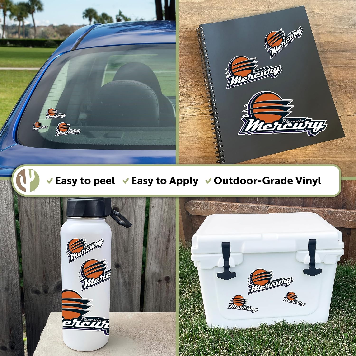 Desert Cactus Phoenix Mercury Sticker WNBA Women's National Basketball Association Officially Licensed Vinyl Decal Laptop Water Bottle Car Scrapbook (Type 3-2)