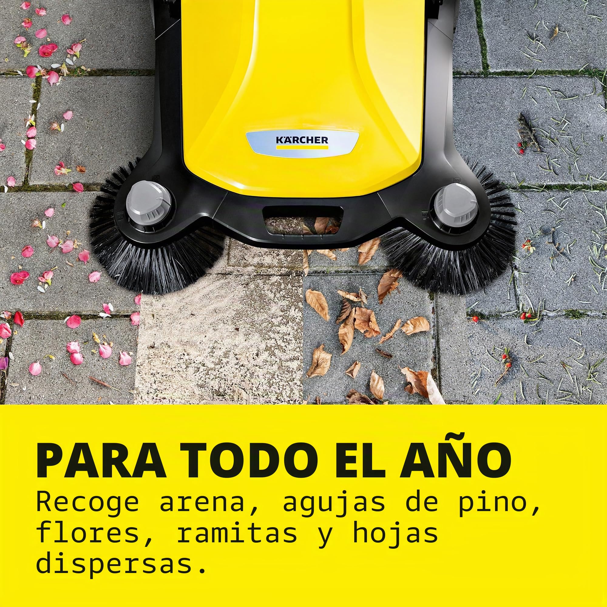 Kärcher - S 6 Twin Walk-Behind - Barredora de Piso Manual para Exteriores - Capacidad de 10 galones - Ancho de Barrido de 33.9 Pulgadas - Barrido de hasta 32.300 pies Cuadrados/Hora