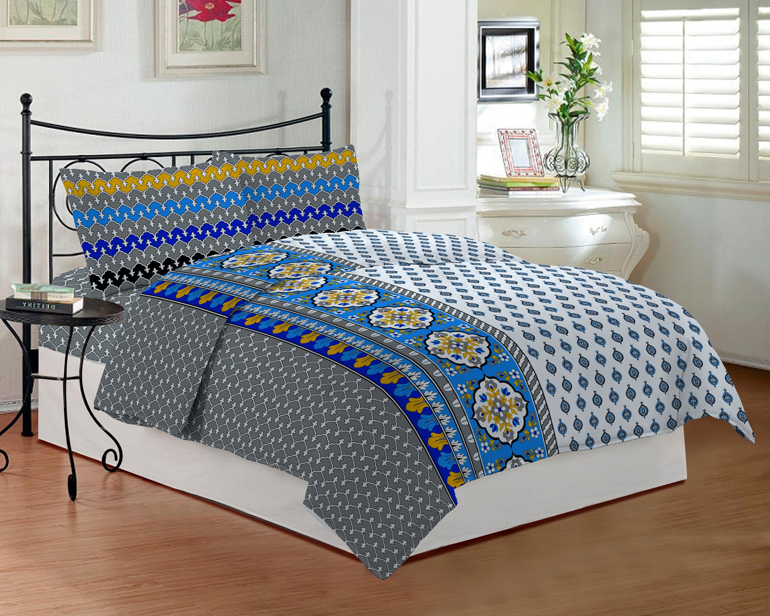 Bombay DyeingRoyal Touch Printed Double Bed Sheet Set (DSN-02) (Lavender)- TC-290