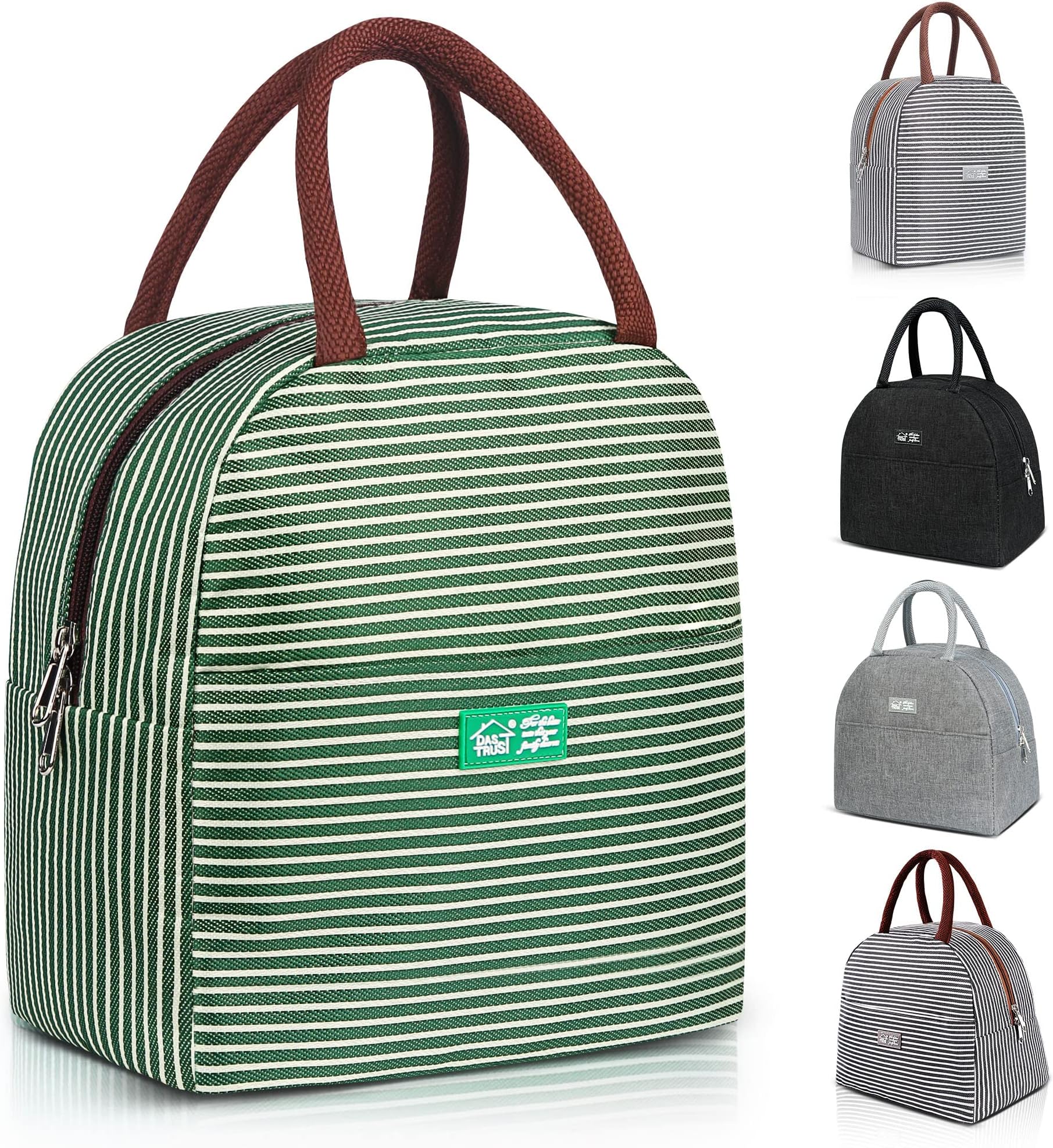 DAS TRUST Green Reusable Lunch Bags for Women Insulated Lunch Box Lunch Bag Women Leakproof Cooler Bag Lunch Container Meal Prep Womens Lunchbox
