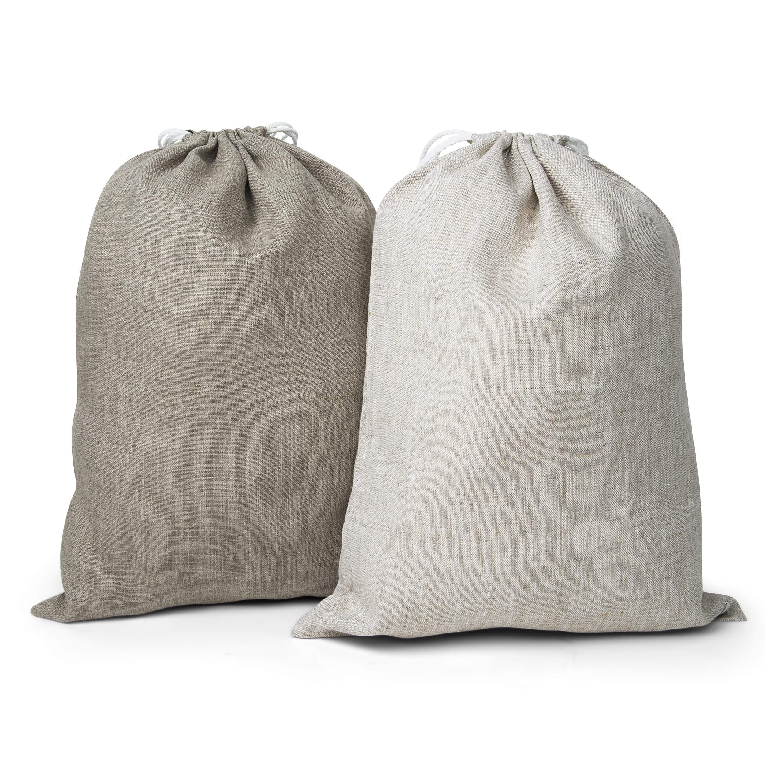 Varvara Home 2 Sacs en lin - Sac à pain en lin - Sac pour pain - Sac a pain en tissu - Panier à pain naturel 30x40 cm