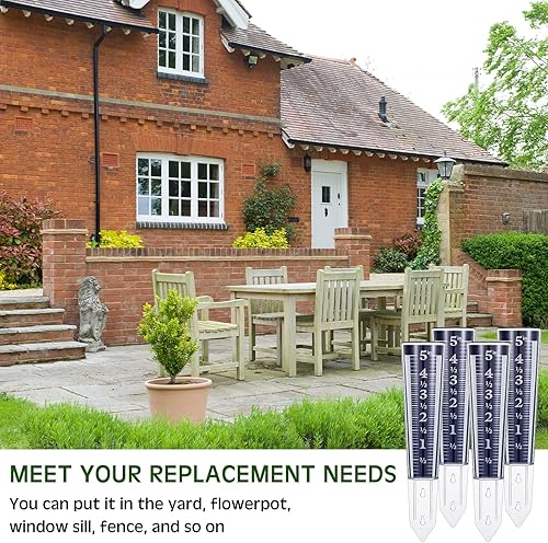 Miniatura 4 de Yexiya Medidor de lluvia de 5 pulgadas de capacidad para exteriores, fácil de leer, medidor de lluvia acrílico para patio, escala de aumento y