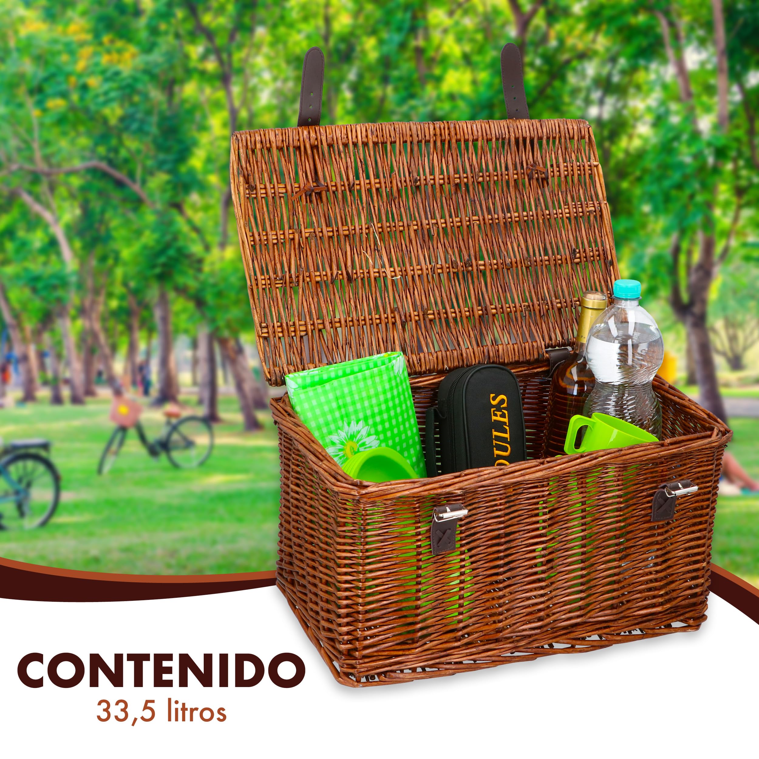 Bicycle Gear Cesta de Bicicleta-Cesta de Panadero - Marrón - Mimbre - 45 x 30 x 25 CM