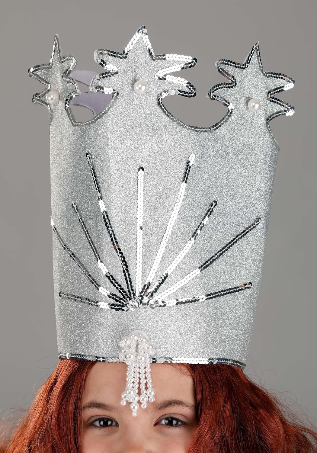 Deluxe Glinda Girl's Costume - Sparkling Pink Dress with Star Details, Crown, and Choker - Image 4