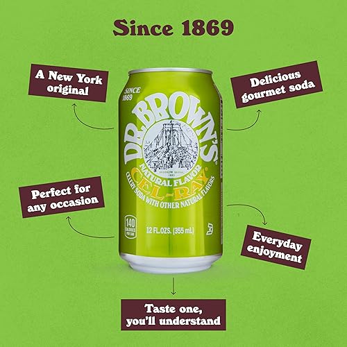 Miniatura 4 de Dr. Brown's Cel-Ray Soda – Una soda de apio original de Nueva York – 24 latas de refresco refrescante, kosher, gaseosa gourmet – Soda de apio