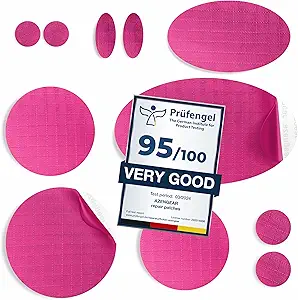 aZengear Repair Patches for Down Jackets - Waterproof, Pre-Cut, Self-Adhesive, Tear-Cold-Heat-Resistant Nylon Polyester Fabric to Fix Puffer Coats, Gear, Tents (11 Pcs, Dark Pink)