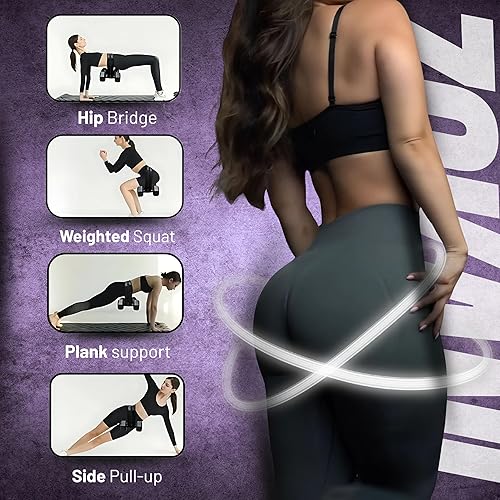 Miniatura 4 de Zokani Fitness Cinturón de empuje de cadera, entrenador de glúteos doble acolchado con diseño antideslizante, cinturón de peso resistente para