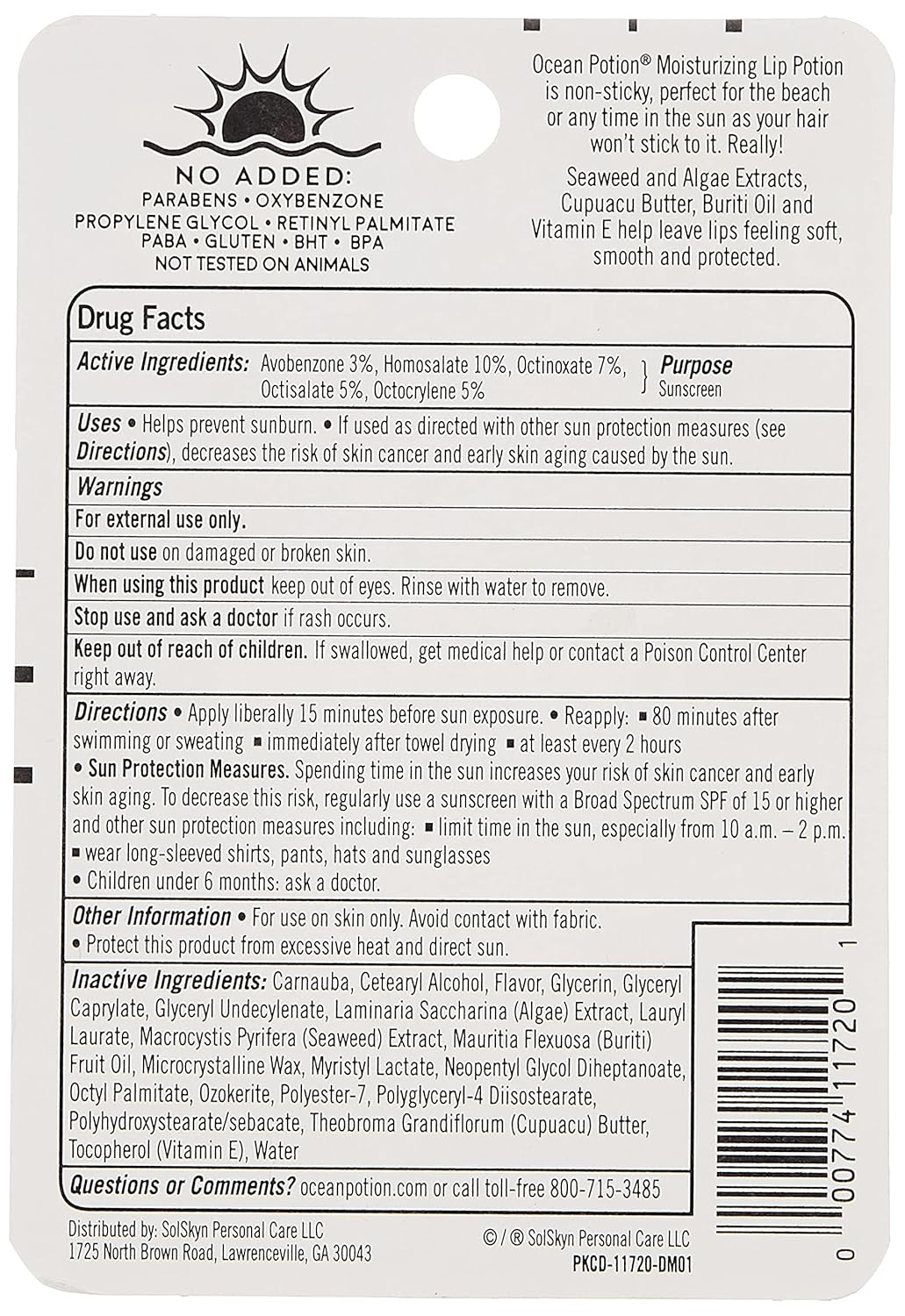 Ocean Potion Moisturizing Lip Lotion SPF 45, 0.15 Ounce : Beauty & Personal Care