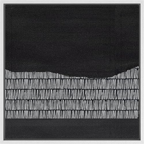 IDEA4WALL Lienzo enmarcado para pared, diseño de rayas duotono, negro oscuro, gris, ilustraciones de formas abstractas, arte moderno, decorativo,