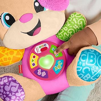 Fisher-Price bebekler için eğitici oyuncak, Eğlen ve Öğren Yaşa Göre Gelişim Köpekçiğin Kız Kardeşi Pembe, 6 ay ve üzeri bebekler için müzikli pelüş oyuncak, JFD34