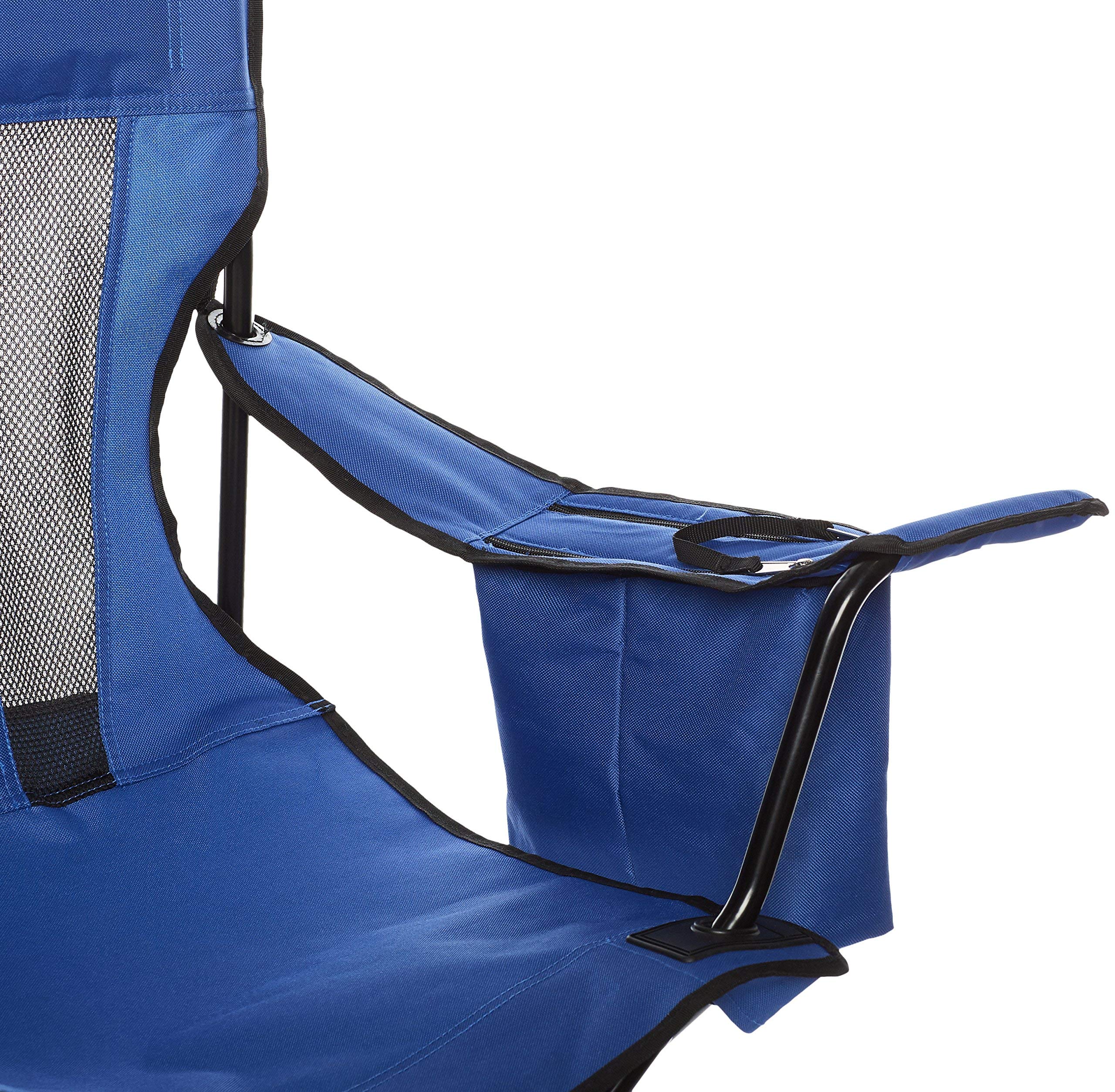 Amazon Basics Sedia da campeggio con tasca termica, Normale, Blu (Rete)