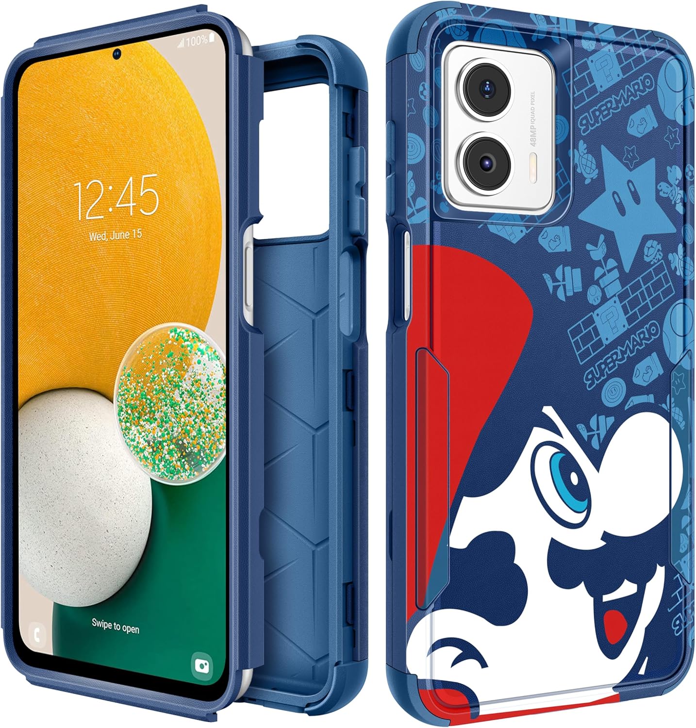 JoySolar Heavy Duty Phone Case for Moto G 5G 2023 for Boys Kids Girls - Cute Cartoon Cool Hard Triple Layers Rugged Military Full Body Cover Drop Protective Cases, Blue