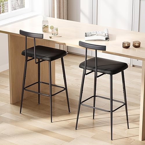 Bar Stools Set of 2, Tall Bar Stools with Backrest