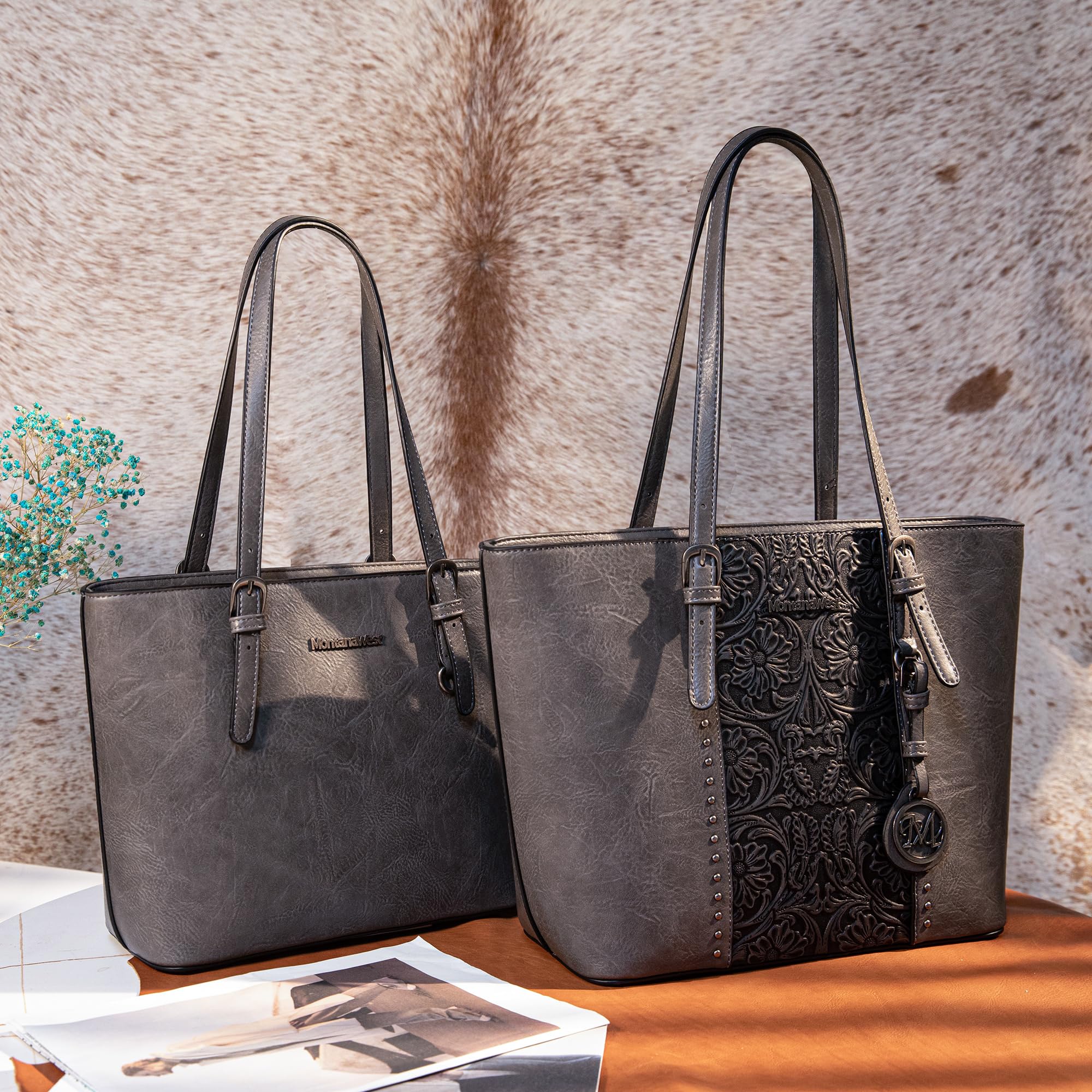 Juego de bolsos para mujer, bolsa de mano para mujer, bolsa de hombro grande y mediana, bolsa de hombro Hobo, juego de 2 piezas, 2 Set-grey#