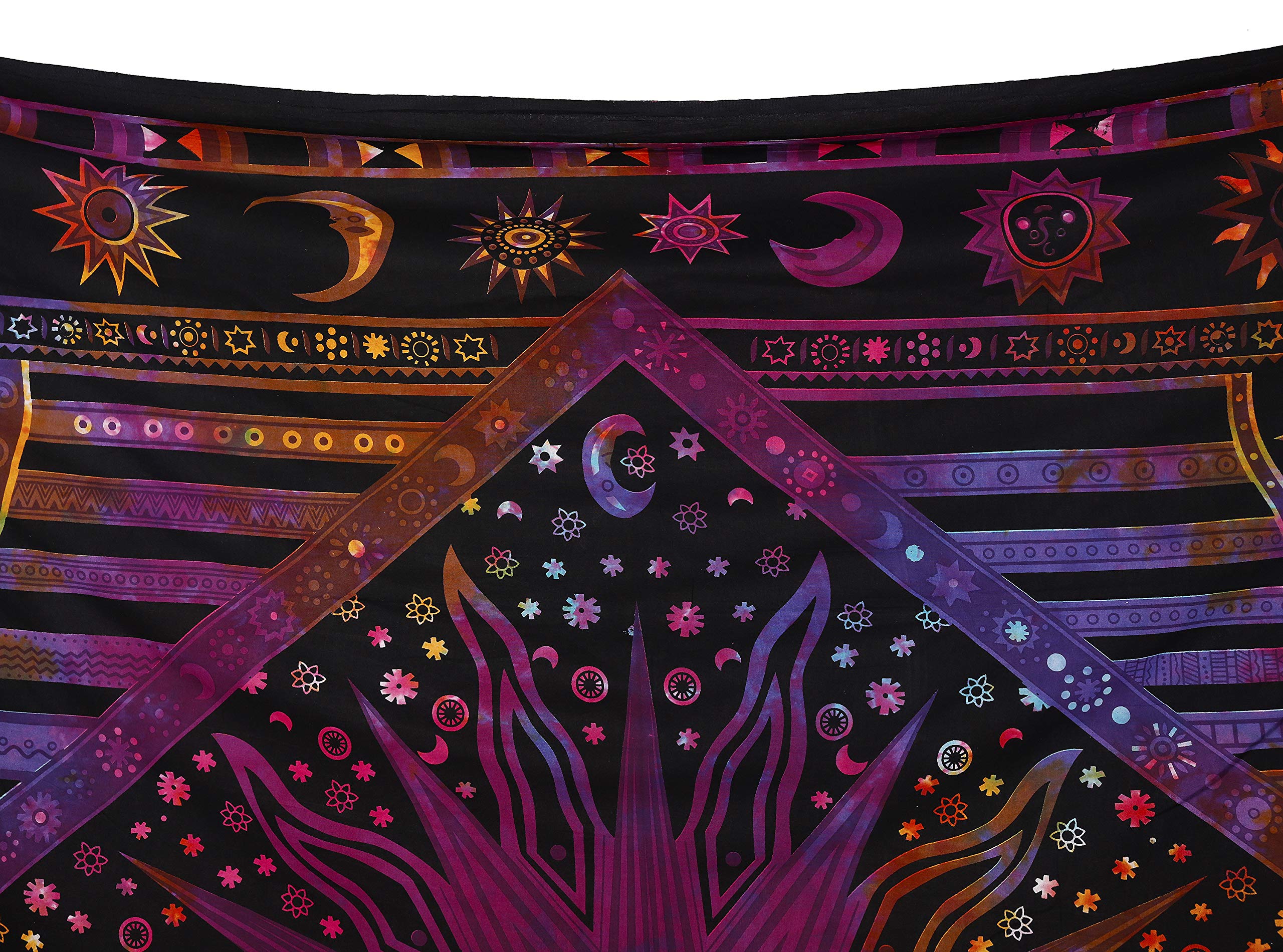 Popolare Artigianato Bruciante Sun Tapestry Celestial Sun Moon Tapestries Hippie Hippy Wall Hanging Sun Moon psichedelic Bohemian Wall Hanging Dorm Beach Sheet Full (215x230 cms) Multicolore
