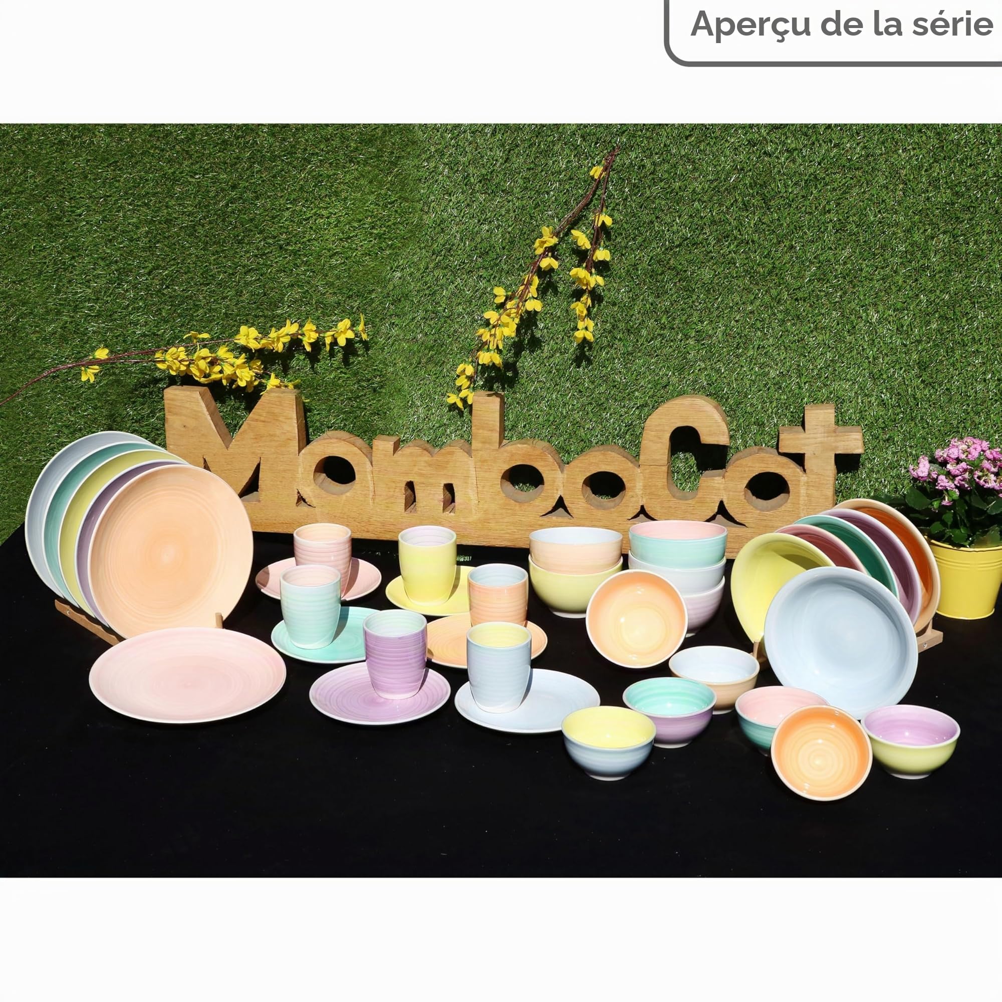 MamboCat Pastello Lot de 6 assiettes à gâteau et assiettes petit-déjeuner en faïence colorées pastel pour 6 personnes