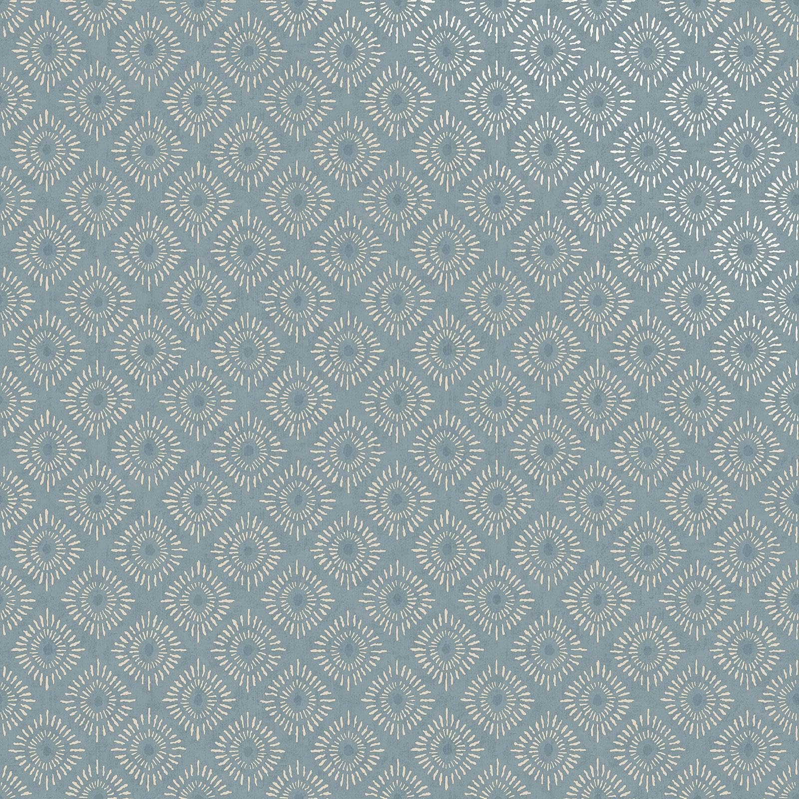 Indian Sunburst Oriental Geometric Pattern Wallpaper Perfect for Living Room Bedroom Hallway Wallcovering and DIY Projects in a Blue Colour Holden 13841