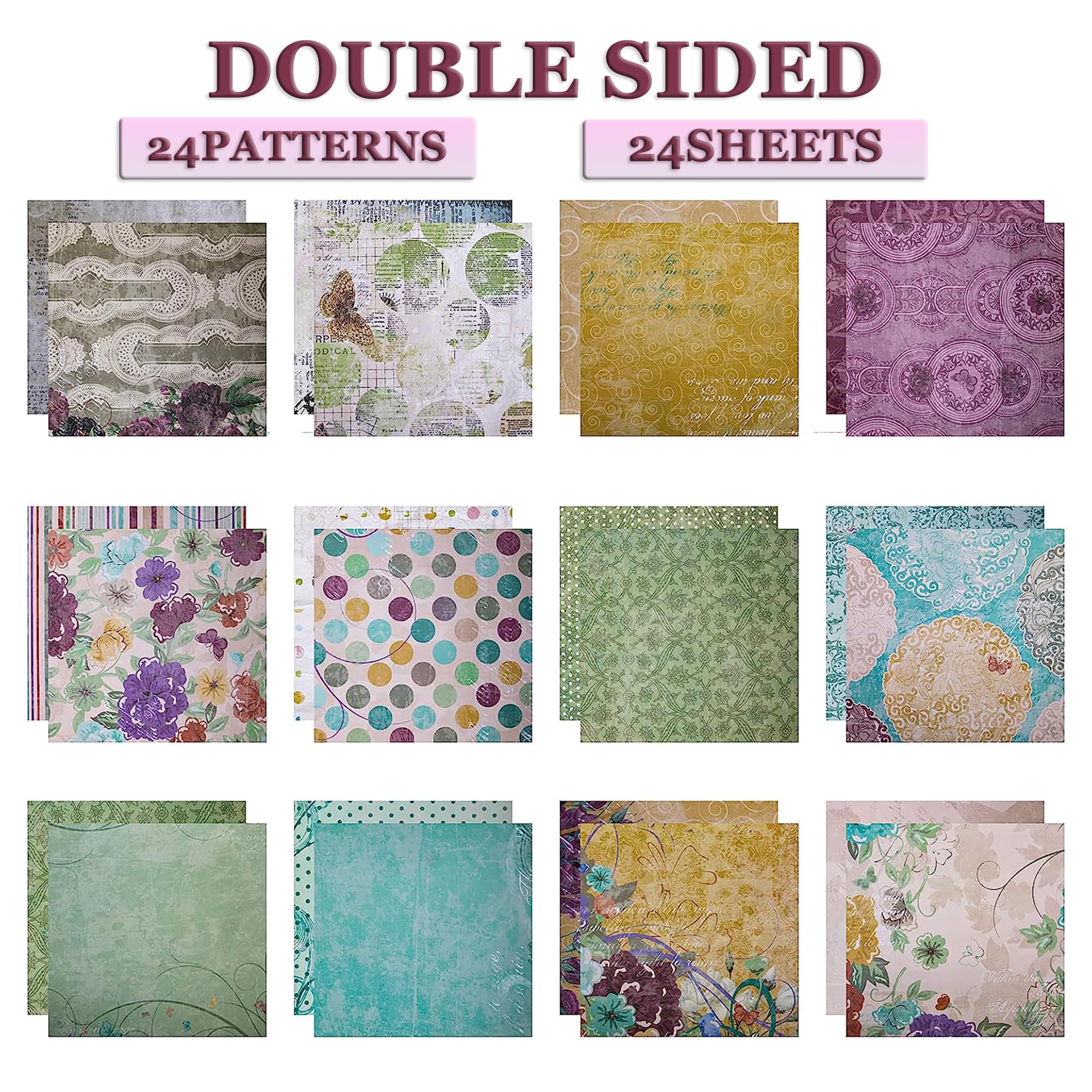 Dwustronny papier do scrapbookingu, 30 x 30 cm, kwiatowy wzorzysty zestaw do scrapbookingu, ciężkie tło z nadrukiem premium, tematyczne tworzenie kartek, dekoracja, rękodzieło do projektu