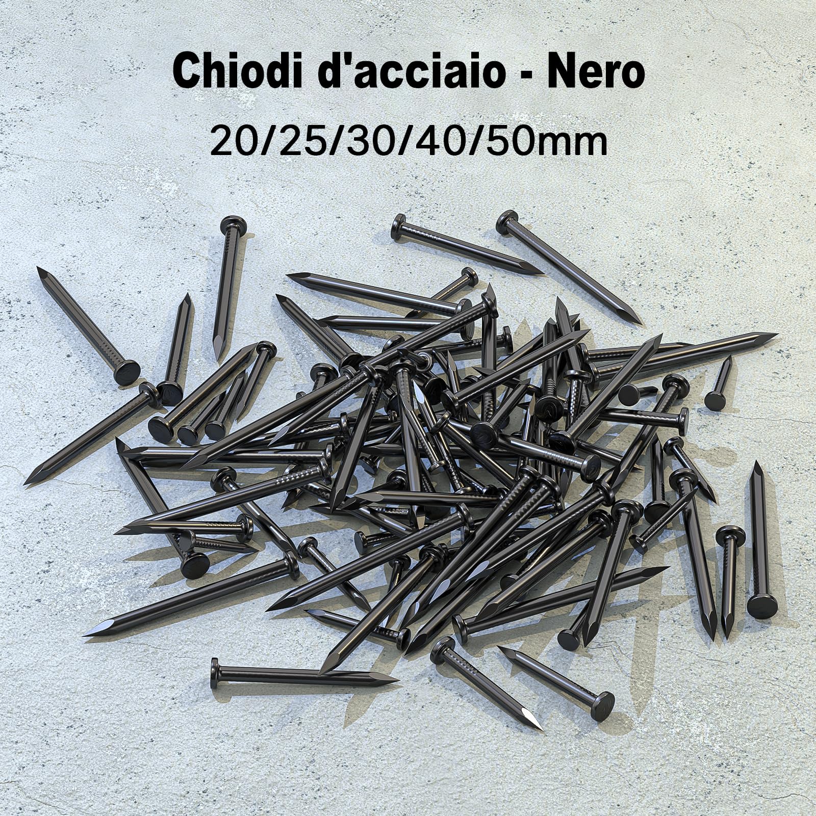 Chiodi in Acciaio da 30mm Zincati per Cemento, Mattoni, Legno, Uso Universale Interno/Esterno (Nero)