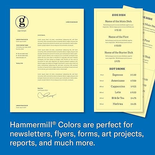 Miniatura 7 de Hammermill - Papel de color, papel de impresora color canario de 20 libras, 3 orificios, 1 resma (500 hojas), fabricado en los Estados Unidos, papel