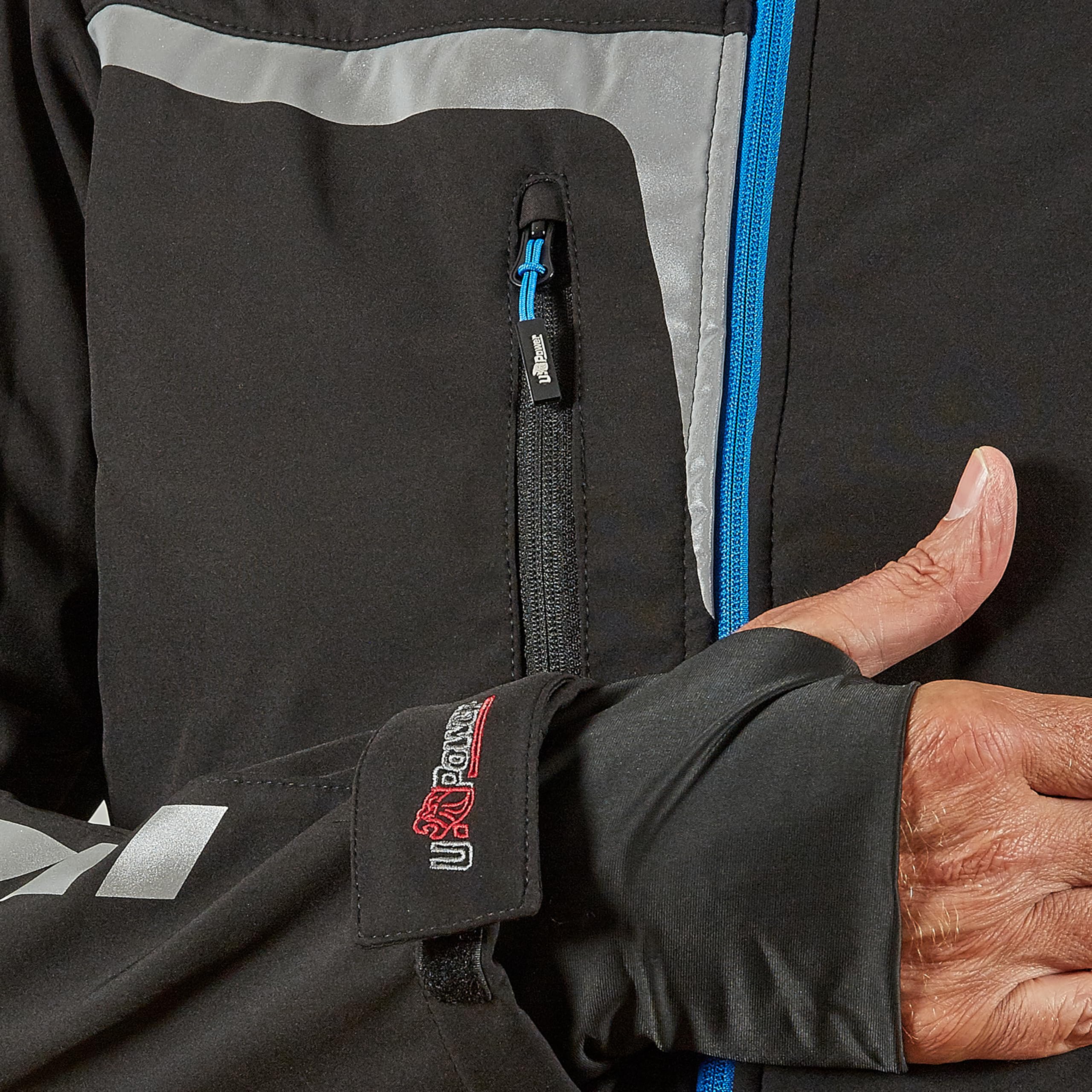U-Power Workwear Quick, giacca da lavoro impermeabile e antivento, giacca elasticizzata Soft Shell a maniche lunghe, zip intera, con cappuccio