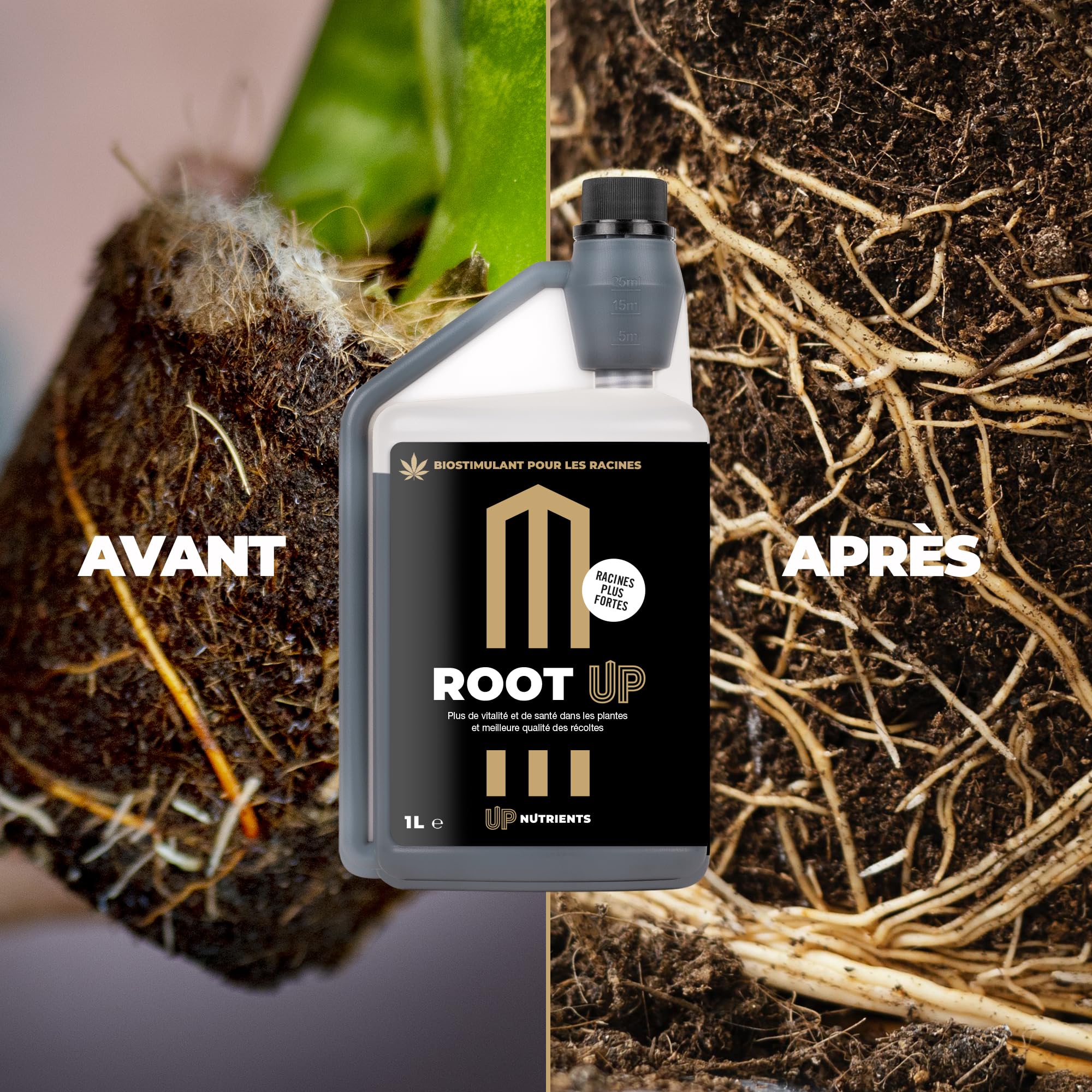 UP NUTRIENTS Bio Stimulateur de racines ROOT UP 1 L Engrais racinaire 100 % organique - Engrais activateur pour racines robustes, grandes et solides