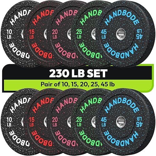 2-Inch Bumper Plates High Bounce, Olympic Weight Plate Set 45/100/160/190/260/300lb, Barbell Weight Plates Set for Home Gym, Colored Weights Rubber Strength Training Plate for Weight Lifting
