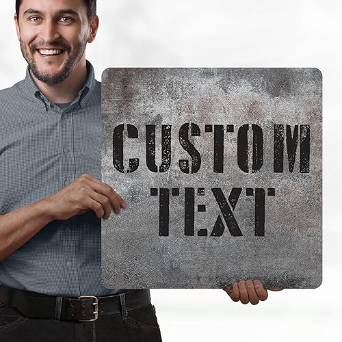 Miniatura 1293 de My Sign Center - Letrero personalizado, 11 colores de fuente, 13 estilos de fuente, 4 opciones de agujero, 22 tamaños, 8 x 32 pulgadas, sin óxido,