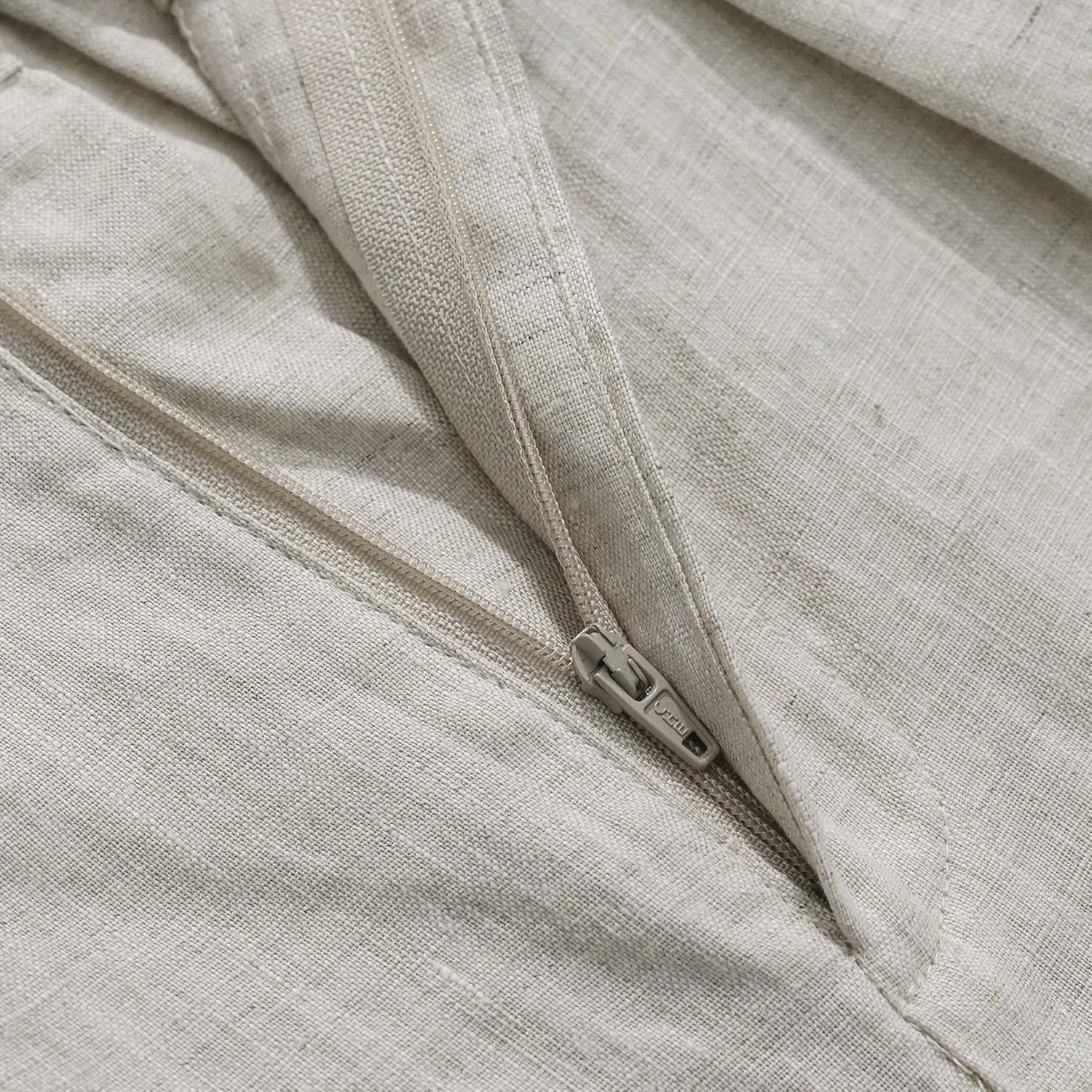 Amazhiyu Women's 100% Linen Summer High-Waisted Wide Leg Pants with Pockets Flax, X-Large - Image 5