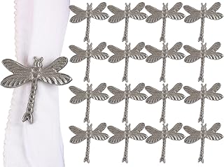 Silver Dragonfly Napkin Rings - Set of 12 Metal Napkin Holders for Wedding, Dinner Party, Holiday & Everyday Table Decor - Elegant Lightweight Table Accessories - ALPHA Living HOME
