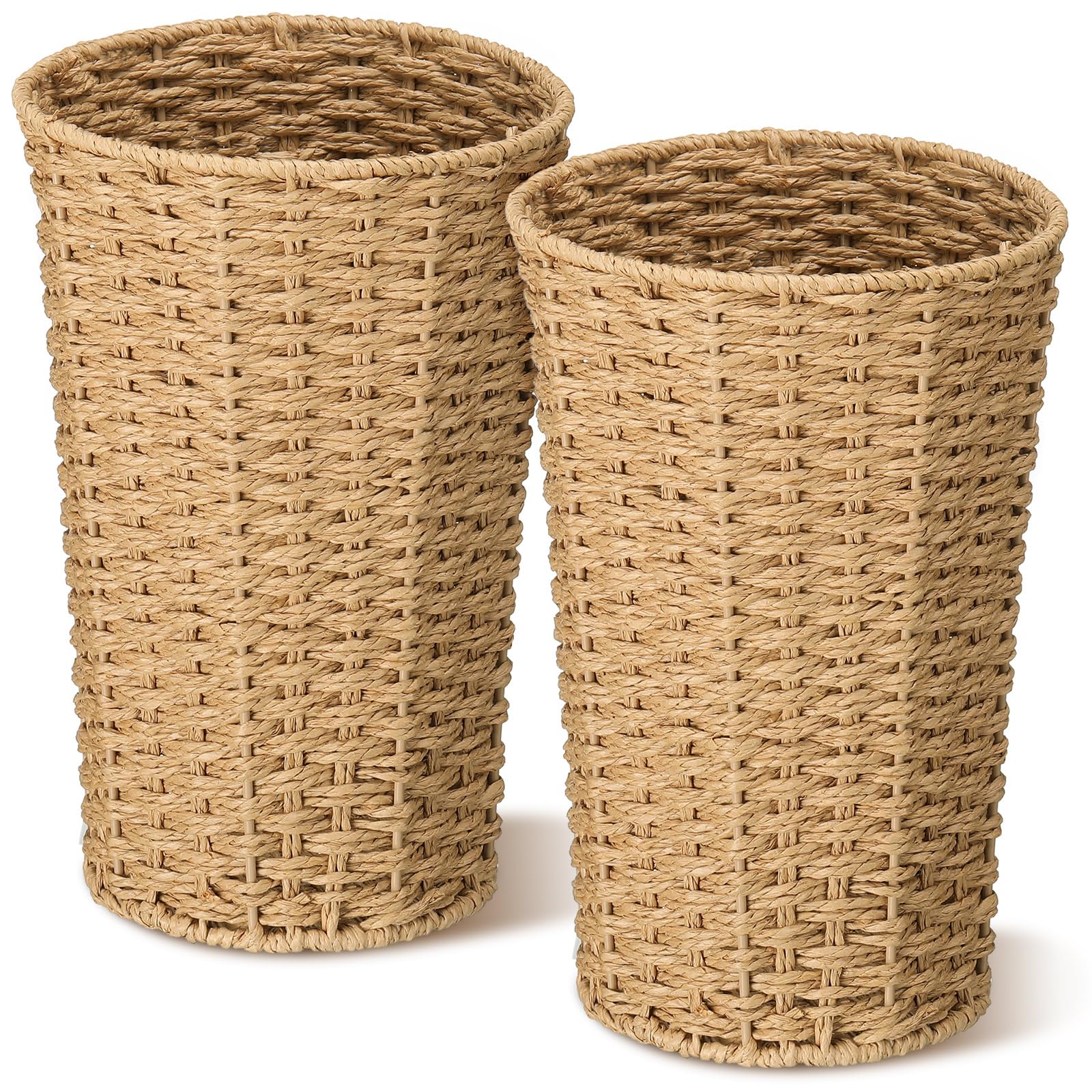 Novabright 2 Pack Wicker Trash Can Small Bathroom