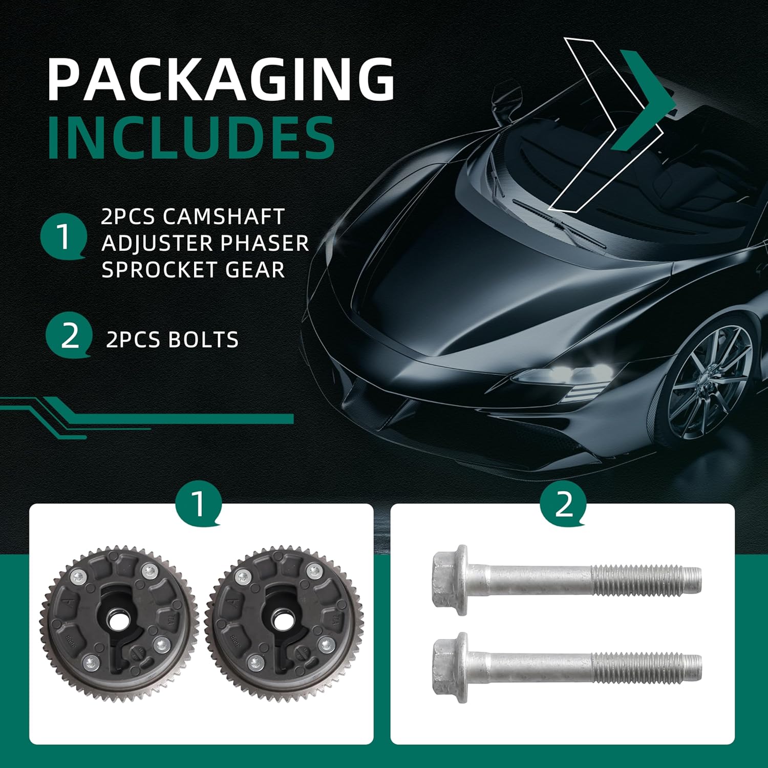 2 PCS,12643698,Camshaft Adjuster Phaser Sprocket Gear,Intake & Exhaust Variable Valve Timing VVT for Buick Encore 16-19,for Chevy Cruze/Malibu/Spark/Trax,16-22,OE 916638 VVT632 12655753 12701510