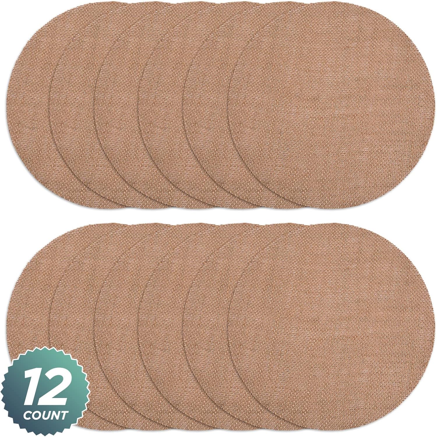 Burlap Round Placemats - 12" Burlap Circle Rustic Table Decorations (Set of 12) - Rustic Farmhouse Table Setting for Weddings, Dining & Event Decor