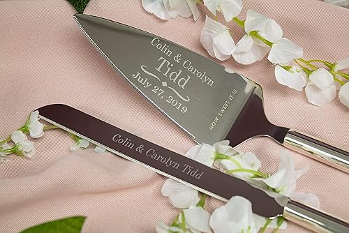 Miniatura 6 de Kate Spade Bridal - Juego de cuchillos y servidores personalizados para tartas de boda, juego de corte de pastel de boda grabado, accesorios y