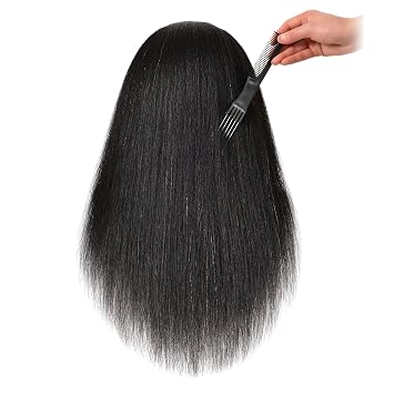 FUTAI Salon Style Hair Combs Black 6 Packs Handmade Hair Pick Barber Comb Carbon Fiber Lift Teasing Comb with Stainless Steel Metal Prong
