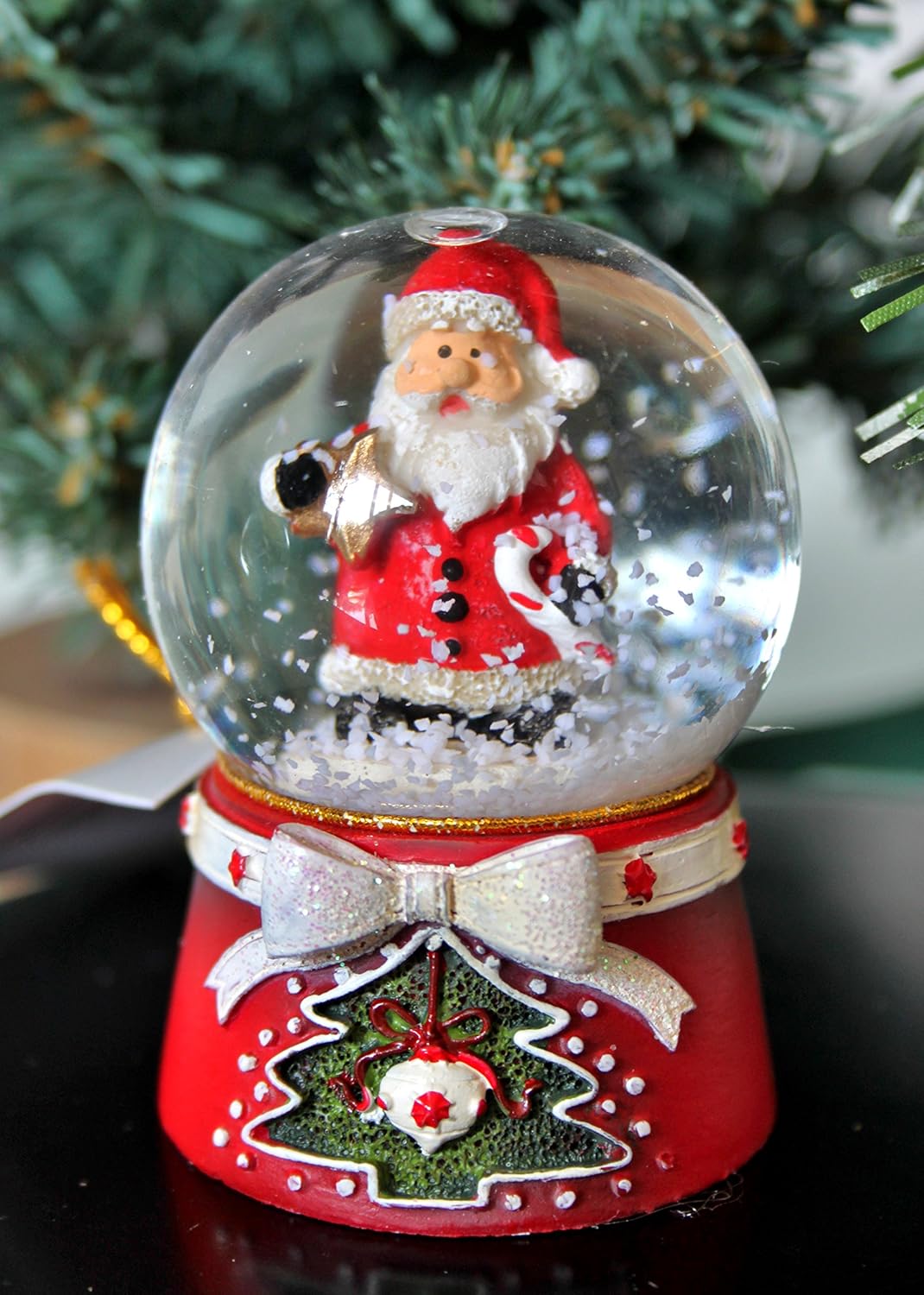 Gisela Graham Christmas Red Santa Father Christmas Mini Snow Dome Snow Globe 6cm