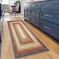 Vista 7 de Alfombra larga para pasillo, alfombra trenzada de 2 x 6 pies, estilo bohemio, rústico, moderno, geométrico, lavable a máquina, para sala de estar