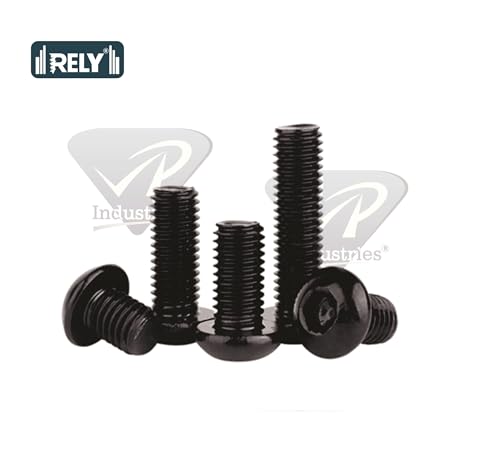 Image of Rely⇒VP INDUSTRIES (Pcs-25) M3x8mm Button Head Cap Screw High Tensile 10.9 Grad| Allen Head Button Cap Screw with Allen Key 1 Pc Free | Allen Round Mushroom Head Screw Alloy Steel Black
