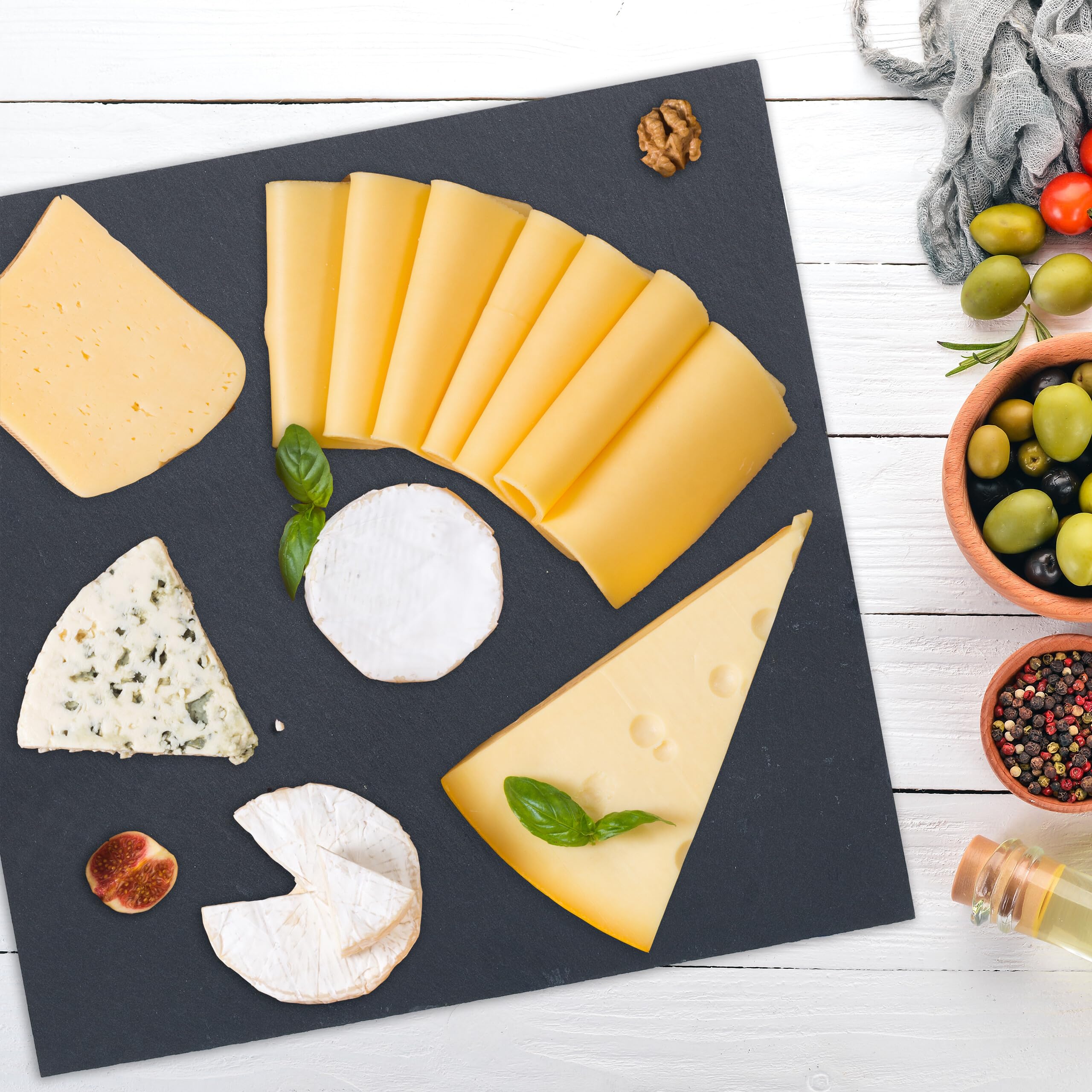 Relaxdays Plat de Service, lot 6, Forme carrée, pour Servir Fromage/sushis/Desserts, 25 x 25 cm, Noir