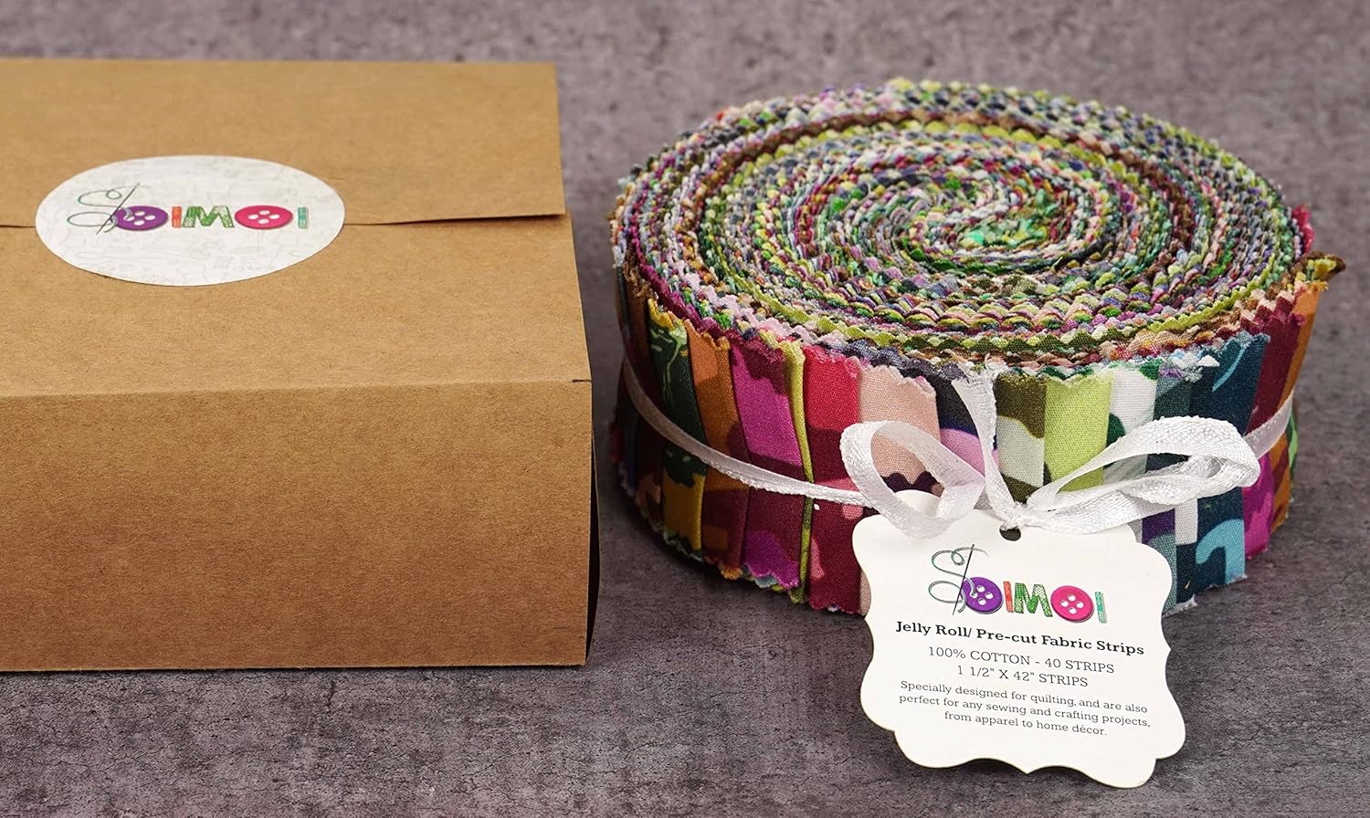 Soimoi 40Pcs Camouflage Print Cotton Precut Fabrics for Quilting Craft Strips 2.5x42 inches Jelly Roll - Multicolor
