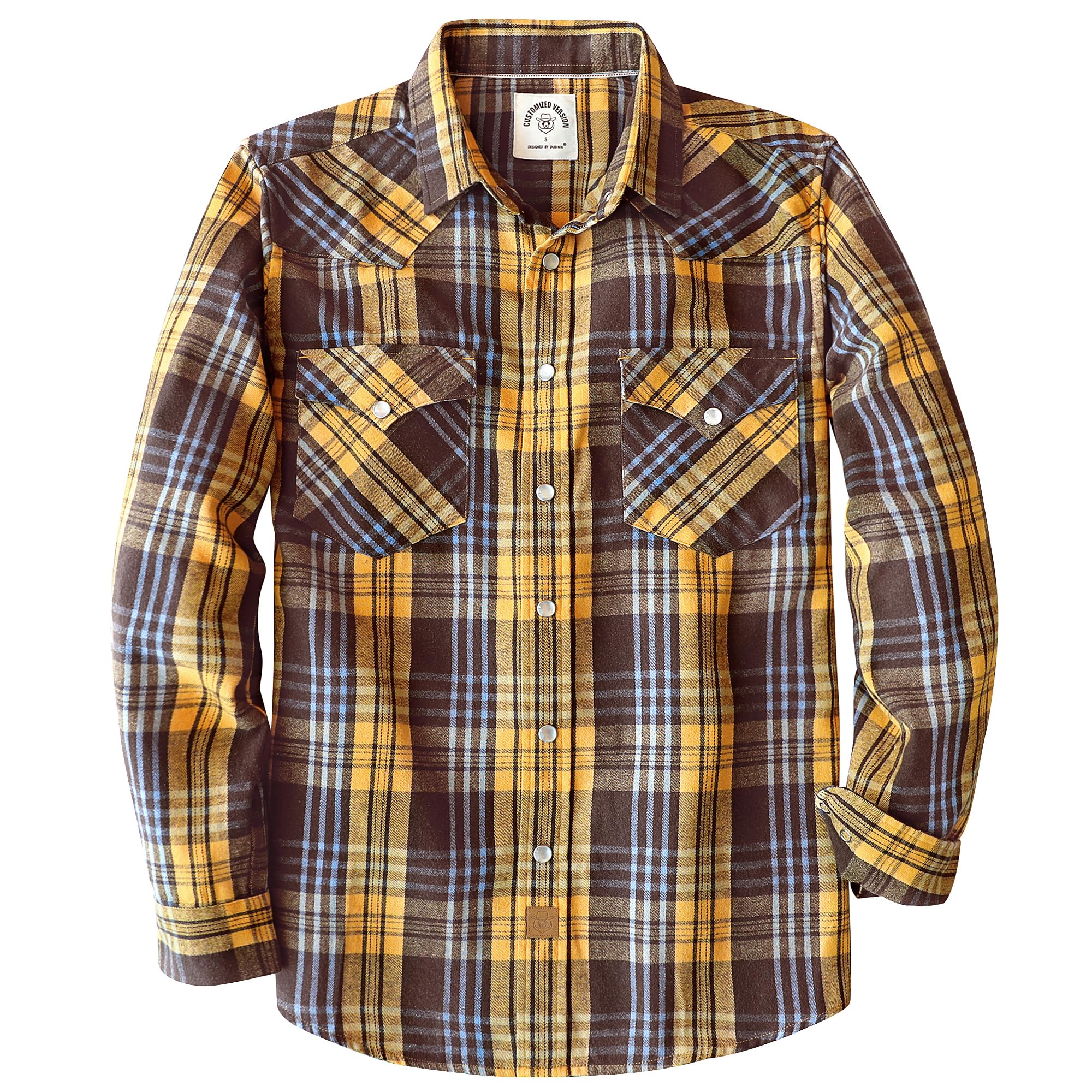 Dubinik® Camicia Flanella Uomo Invernale Camicia Uomo Flanella Cotone Western Cowboy con Bottone Automatico Vintage Quadri
