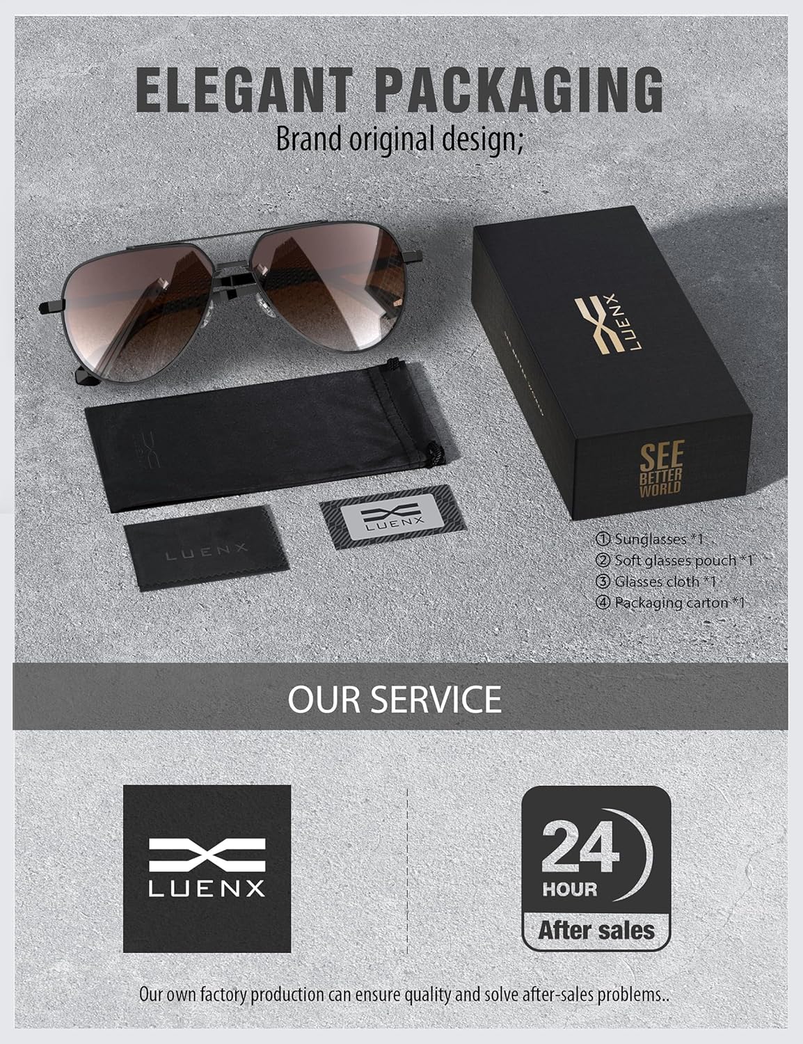 LUENX Aviator Sunglasses for Men Women Polarized Trendy Sun Shades UV 400 Protection - Image 7