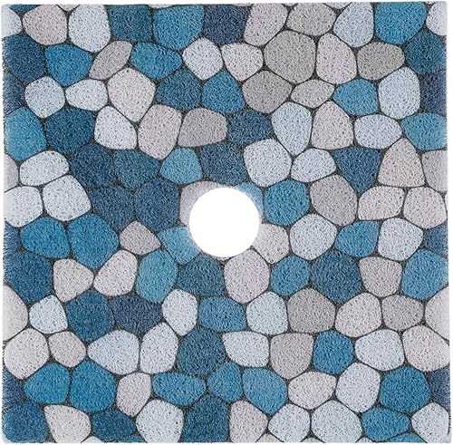 HOMBYS Tapete de ducha cuadrado antideslizante, tapete de ducha con orificio de drenaje en el medio, tapete de ducha para ducha interior, tapete de