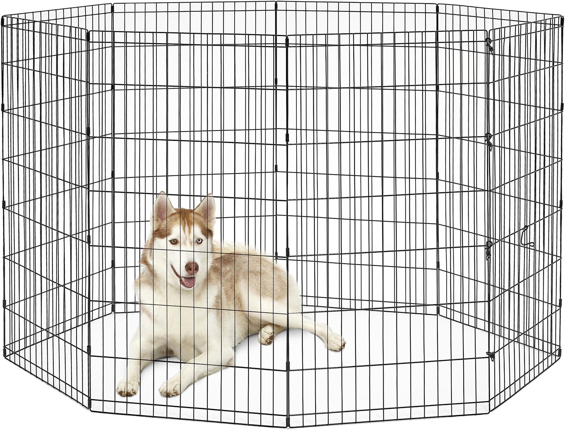 by MidWest Homes for Pets 48-Inch Exercise Pen, for Indoor and Outdoor use, 16 Sq Feet of Play, Folding Dog Pen, No Door Design for Maximum Security, Easy to Set Up, Foldable Pet Playpen