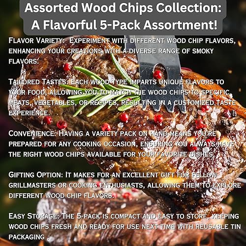 Miniatura 4 de Cattleack Smok'in Tinder - Delicias con infusión de madera - Chips de madera para ahumar cócteles, paquete variado, paquete de 5, 4 onzas cada una,